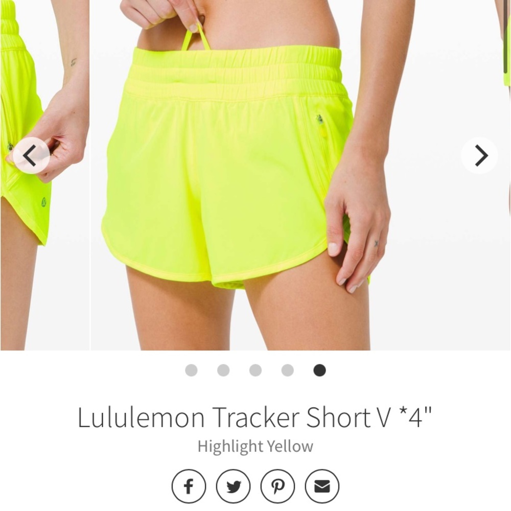 Lululemon Athletica Yellow Athletic Shorts High-Performance Design